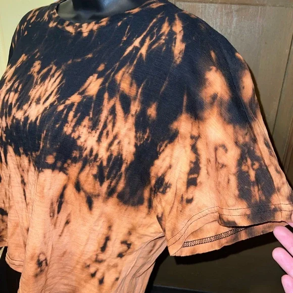 SHEIN Black & Orange Upcycled Tie-Dye Short Sleeve Boxy  Top Size L - Picture 7 of 12